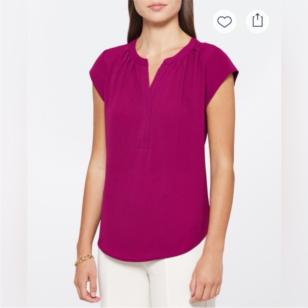 41 Hawthorn Magenta Fitted Cap Sleeve Blouse -2X
